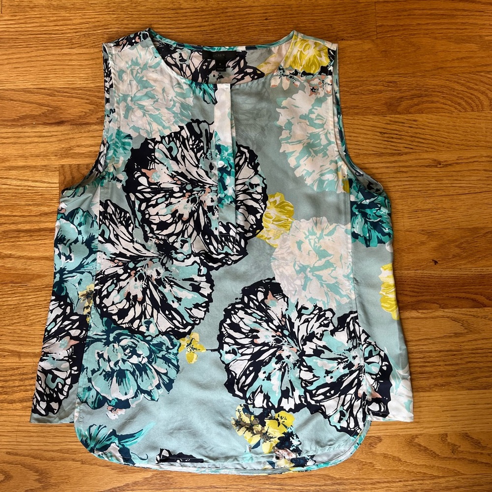 J Crew silk flower shirt, size 6